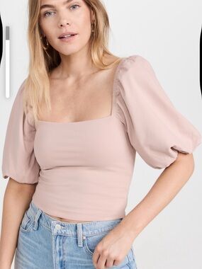 Susana Monaco Puff-Sleeve Square Neck Top